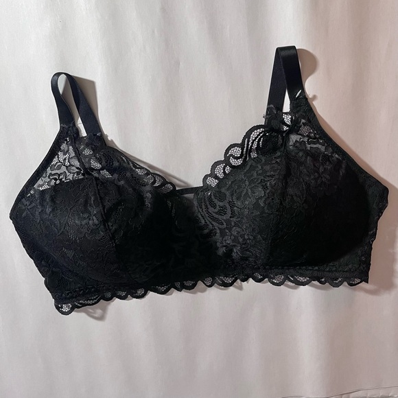 Bali Desire Wirefree unconventional lace Bra Bralette black fairy Stretch 2XL - Picture 2 of 12